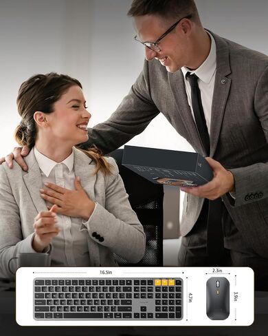 ProtoArc Backlit Bluetooth Keyboard and Mouse for Mac, KM100-A Multi-Device Wireless Keyboard Mouse for Mac, Full Size Rechargeable for MacBook Pro/Air, iMac, iPhone, iPad, White Silver in Saudi Arabia