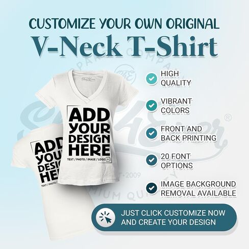تصميم مخصص مخصص الخاص بك من الأمام الظهر الخاص بك نساء V-neck تي شيرت نحيف الملاءمة قابلة للتخصيص in Kuwait