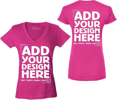 تصميم مخصص مخصص الخاص بك من الأمام الظهر الخاص بك نساء V-neck تي شيرت نحيف الملاءمة قابلة للتخصيص in Kuwait