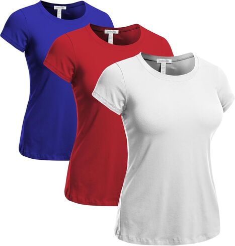 Emmalise Women's Classic Short Sleeve Crewneck 3 Pack Tshirts in Kuwait