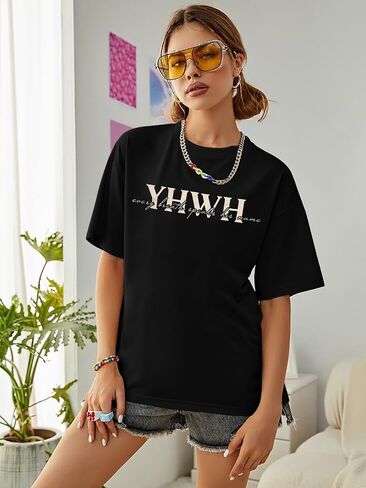 DUTUT Christian Shirts for Women Oversized Jesus Shirt Religious Faith Graphic Tops Short Sleeve Casual Crewneck Tee in Kuwait