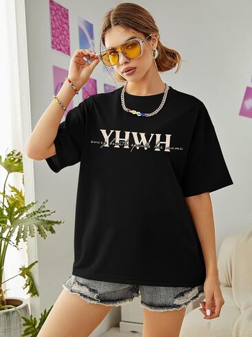 DUTUT Christian Shirts for Women Oversized Jesus Shirt Religious Faith Graphic Tops Short Sleeve Casual Crewneck Tee in Kuwait