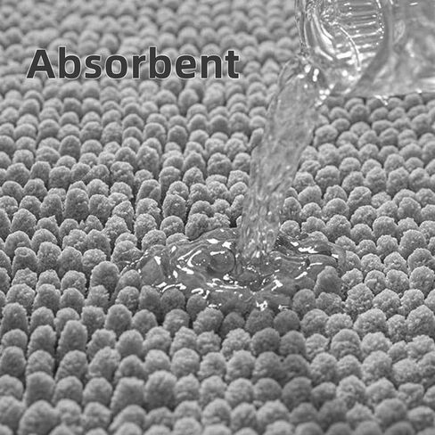 Bath Mats for Bathroom Non Slip 24"x16" - Soft Chenille Bathroom Rugs for Bath Decor, Quick Dry Absorbent Washable Bath Rugs for Bathroom Floor (Grey) in Saudi Arabia