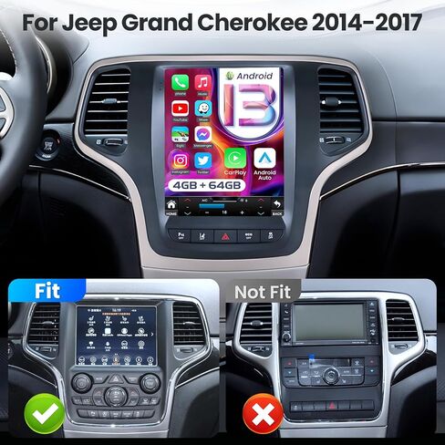 Upgrade Radio for Jeep Grand Cherokee WK 2014 2015 2016: [64G] 10.4" Tesla Style Touch Screen Stereo Replacement with Carplay Android Auto 5GWiFi BT5.0 Backup Camera GPS in Saudi Arabia
