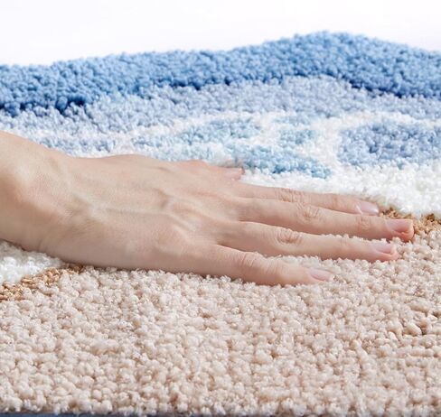 حصيرة حمام تصميم المحيط Ankah ، مع مشهد على الشاطئ ، الماء أزرق ، والسحابة بيضاء ، غير قابلة للانزلاق ، قابلة للغسل ، مع كل سجادة رقيق ، 20.07 × 31.89 بوصة (سحابة) in Kuwait