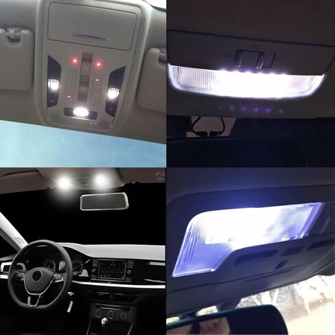 10PCS T10 LED Car Light Bulb, 12V 6000K Automotive Wedge 194 168 2825 5050 5SMD LED Bulb Chips Dome Lights, Universal for Vehicle Map Door Courtesy License Plate Lights and More（White） in Saudi Arabia