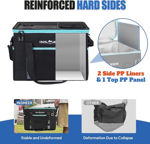 INSMEER Soft Cooler Bag with Hard Shell & 2 Cup Holders, Portable 40L/70 Cans Collapsible Cooler Bags Insulated with Leakproof for Travel, ice chests and Cooler Lunch Box for Beach Camping Picnic in Kuwait