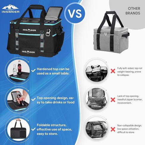 INSMEER Soft Cooler Bag with Hard Shell & 2 Cup Holders, Portable 40L/70 Cans Collapsible Cooler Bags Insulated with Leakproof for Travel, ice chests and Cooler Lunch Box for Beach Camping Picnic in Kuwait