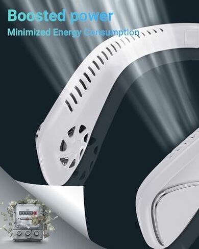 Bladeless Neck Fan - Portable Neck Fan with 3 Wind Speed,USB Rechargeable Personal Neck Fan, Hands-Free Design USB Fan - Ideal for Outdoor Activities and Travel in Saudi Arabia