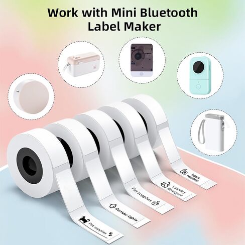 Label Maker Tape Waterproof - Black on White Sticker Paper Self-Adhesive for vretti HP2, HP3, HP4 Label Maker Bluetooth, 14 x 40mm, 160 Tapes/Roll, 5 Roll in Saudi Arabia