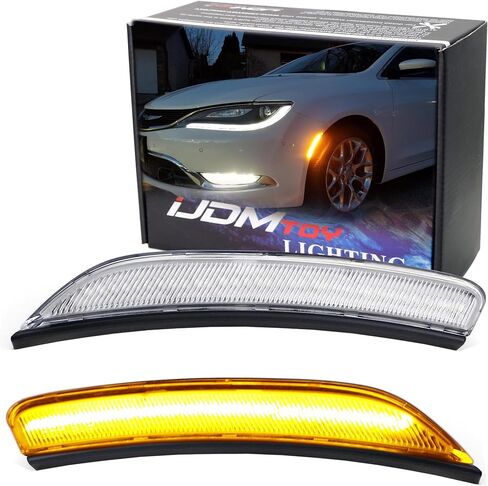 iJDMTOY Smoked Lens Amber Full LED Front Side Marker Light Kit Compatible With 2015-2017 Chrysler 200, Powered by 66-SMD LED, Replace OEM Sidemarker Lamps in Saudi Arabia