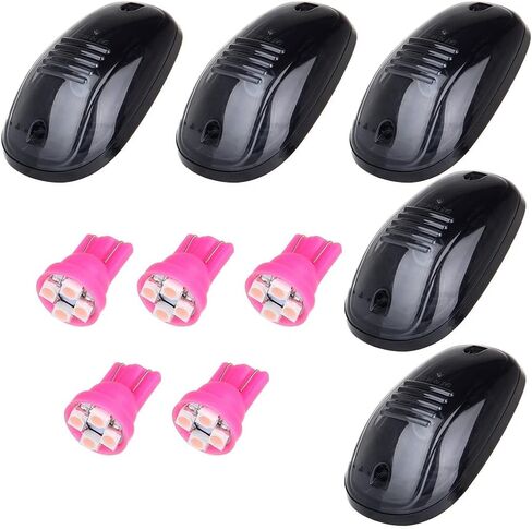 ECCPP CAB Marker Light 5 Pack Smoke Cab Marker Switch Runder Top Light Cover و 5 Pack T10 Purple Pink LED لعام 2003-2018 لـ Dodge for RAM 2500 3500 in Saudi Arabia