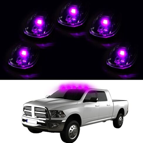 ECCPP CAB Marker Light 5 Pack Smoke Cab Marker Switch Runder Top Light Cover و 5 Pack T10 Purple Pink LED لعام 2003-2018 لـ Dodge for RAM 2500 3500 in Saudi Arabia