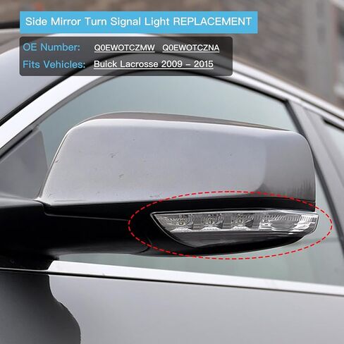 Driver Left Side LED Mirror Turn Signal light Compatible with Buick Lacrosse 2009-2015 20760211 Q0EWOTCZMW in Saudi Arabia