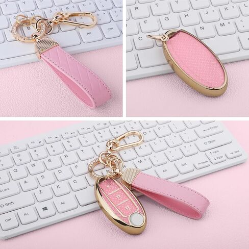 بالنسبة لغطاء مفاتيح Nissan 3 Buttons ، فإن مفتاح TPU Soft Soft TPU Protector bling Key FOB fob chain for Rogue Armada Pathfinder Versa Smart Key ، Gold Pink in Kuwait