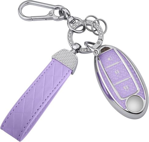 for Nissan 3 Buttons Key fob Cover, Soft TPU Keys Protector Bling Key Fob Keychain for Rogue Armada Pathfinder Versa Smart Key, Gold Pink in Saudi Arabia