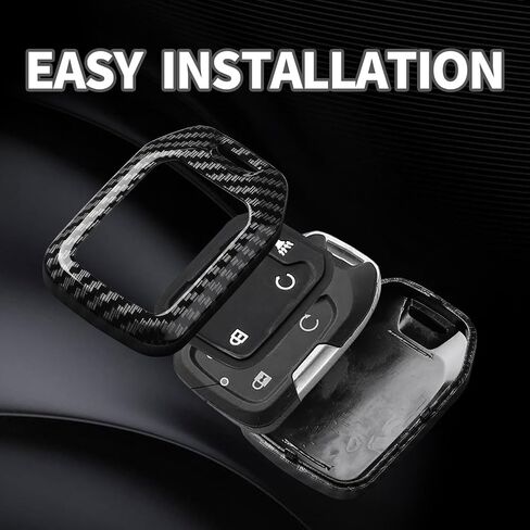 BYZ For Carbon Fiber Style ABS Key fob Cover,Keychain, Key Case Accessories Compatible with 2023 2022 2021 2020 2019 GMC Sierra and Chevy Silverado 1500 2500HD 3500HD, Remote Protector Case in Saudi Arabia