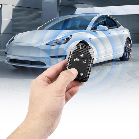 BYZ For Carbon Fiber Style ABS Key fob Cover,Keychain, Key Case Accessories Compatible with 2023 2022 2021 2020 2019 GMC Sierra and Chevy Silverado 1500 2500HD 3500HD, Remote Protector Case in Saudi Arabia