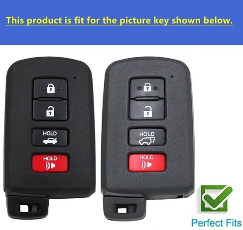 TPU Soft TPU لغطاء Toyota Key FOB مع ملحق السلسلة المفاتيح يناسب Toyota Camry Avalon Corolla Highlander RAV4 Sequoia Smart Keys (4-Button-Black) in Kuwait