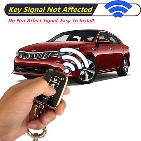 TPU Soft TPU لغطاء Toyota Key FOB مع ملحق السلسلة المفاتيح يناسب Toyota Camry Avalon Corolla Highlander RAV4 Sequoia Smart Keys (4-Button-Black) in Kuwait