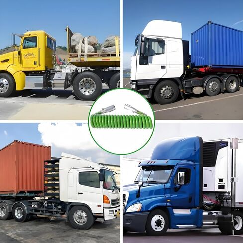 7-Way Coiled Straight Trailer Cord 12FT 15FT Heavy Duty -85°F Cold Resistant ABS Power Cable for Semi/Truck/RV/Trailers True 4/12+2/10+1/8 AWG (12FT Spring Wire) in Saudi Arabia