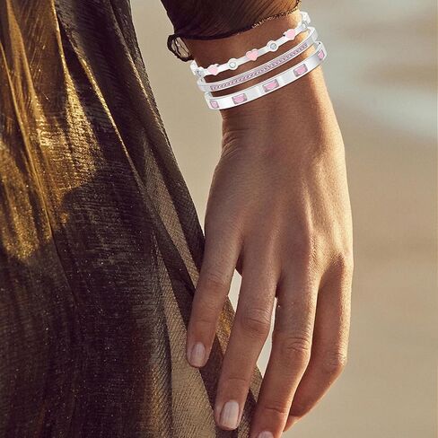 5-Piece Stackable Bangle Bracelet Set for Women - Stainless Steel with Pink Crystal Friendship & Love Heart Bracelet Jewelry Gift for Her in Kuwait