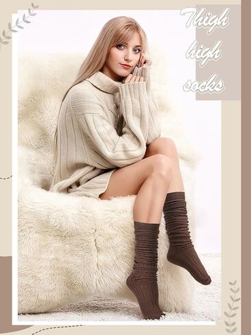 Jansun 5 أزواج من جوارب الحذاء متماسكة للسيدات - فخذ عالية وركبة الجوارب - هدايا الحجم الحرة in Kuwait