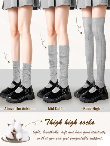 Jansun 5 أزواج من جوارب الحذاء متماسكة للسيدات - فخذ عالية وركبة الجوارب - هدايا الحجم الحرة in Kuwait