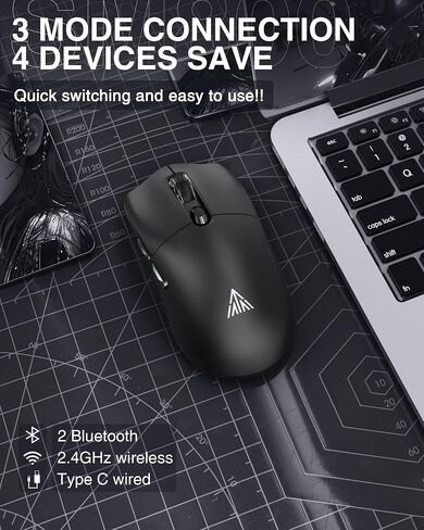 SM805 Lightweight Wireless Gaming Mouse,24000 DPI,Tri-Modes Connection,BT/Type-C Wired/2.4G Wireless Mouse Gaming with 2 Side Buttons, Engineering Grip Custom Mouse for Gamer,White in Saudi Arabia