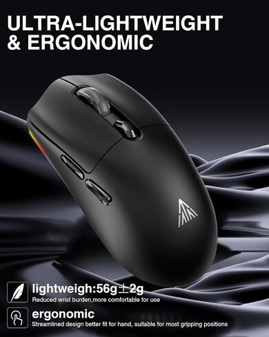 SM805 Lightweight Wireless Gaming Mouse,24000 DPI,Tri-Modes Connection,BT/Type-C Wired/2.4G Wireless Mouse Gaming with 2 Side Buttons, Engineering Grip Custom Mouse for Gamer,White in Saudi Arabia