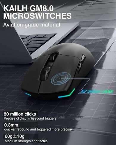 SM805 Lightweight Wireless Gaming Mouse,24000 DPI,Tri-Modes Connection,BT/Type-C Wired/2.4G Wireless Mouse Gaming with 2 Side Buttons, Engineering Grip Custom Mouse for Gamer,White in Saudi Arabia