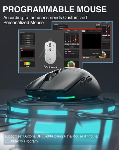 SM805 Lightweight Wireless Gaming Mouse,24000 DPI,Tri-Modes Connection,BT/Type-C Wired/2.4G Wireless Mouse Gaming with 2 Side Buttons, Engineering Grip Custom Mouse for Gamer,White in Saudi Arabia