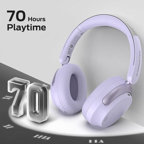 Monster Persona 3rd ANC Headphones, Bluetooth 5.4 Active Noise Canceling Headphone, Comfort Headphones with 70 Hours Playtime, Over Ear Wireless Headphone, Microphone for Call, Foldable Design-Blue in Saudi Arabia