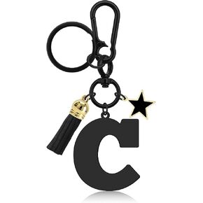 Initial Letter Keychain Gift for Women Black Stainless Steel Keychain for Backpack Car Key in Kuwait