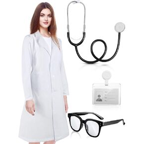 SATINIOR Doctor Costume Adult Women Scientist White Long Sleeve Lab Coats with Stethoscope for Science Doctor Nurse in Saudi Arabia