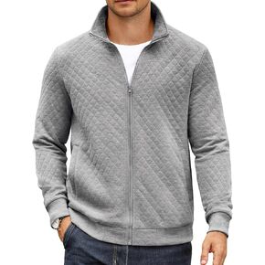 Coofandy Mens zip up sweatshirt mock quilted jacket jacket sweater خفيفة الوزن مع جيب in Kuwait