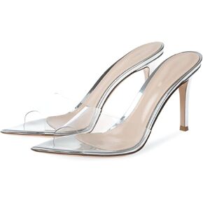 Women'S Transparent Strap Pointed Open Toe Stiletto Slide Sandals Fashion Slip On Sexy Clear High Heel Mule Sandals Summer Backless Party Prom Wedding Dress Slipper Shoes in Saudi Arabia