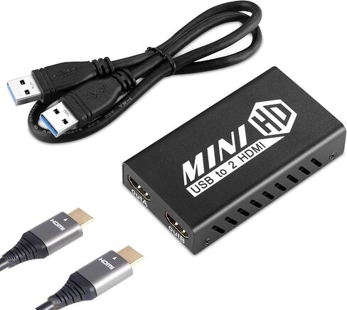 Unstincer USB 3.0 to Dual HDMI Adapter,Compatible with Windows ChromeBook MacBook,Support 3.5mm Jack Stereo Output Expand 2 Different Display Screens (Dual HDMI Adapter) in Saudi Arabia