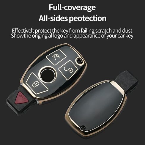 بالنسبة إلى Mercedes Benz Key Fob Cover -keychain ملاءمة لـ Mercedes Benz C E S M CLS CLK G CLASS SMART KEY SHELL (أسود) in Kuwait