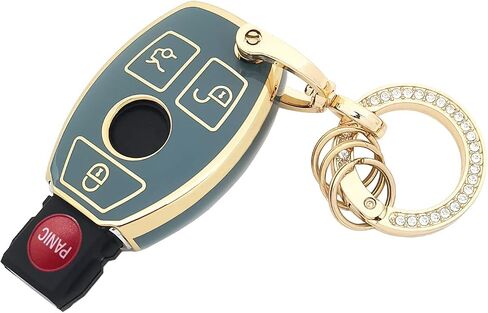 Key Fob Cover for Mercedes Benz with Keychain Soft TPU Car Key Shell Case Protector Compatible with Mercedes Benz C E G M Class GLC GLE GLS CLA CLS Accessories (Blue) in Saudi Arabia