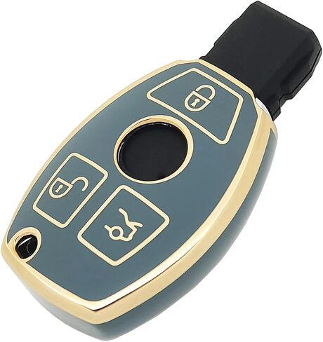 Key Fob Cover for Mercedes Benz with Keychain Soft TPU Car Key Shell Case Protector Compatible with Mercedes Benz C E G M Class GLC GLE GLS CLA CLS Accessories (Blue) in Saudi Arabia