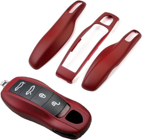 غطاء مفتاح FOB متوافق مع Porsche Key Shell Key Fob Shell Replace for Porsche Cayenne Panamera 911 718 Macan Boxster Cayman (Red) in Saudi Arabia