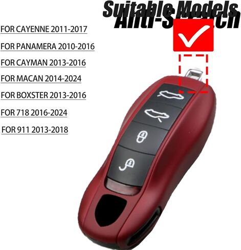 غطاء مفتاح FOB متوافق مع Porsche Key Shell Key Fob Shell Replace for Porsche Cayenne Panamera 911 718 Macan Boxster Cayman (Red) in Saudi Arabia