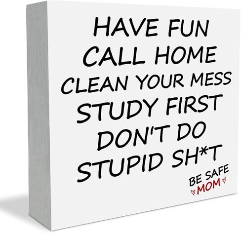 Dorm Decor Call Your Mom Sign Have Fun Be Safe Little Reminder Wooden Box Sign for Bedroom Dorm Preppy Shelf Desk Table Teen Daughter Son Back to School Graduation Gifts in Saudi Arabia