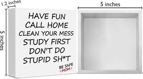 Dorm Decor Call Your Mom Sign Have Fun Be Safe Little Reminder Wooden Box Sign for Bedroom Dorm Preppy Shelf Desk Table Teen Daughter Son Back to School Graduation Gifts in Saudi Arabia