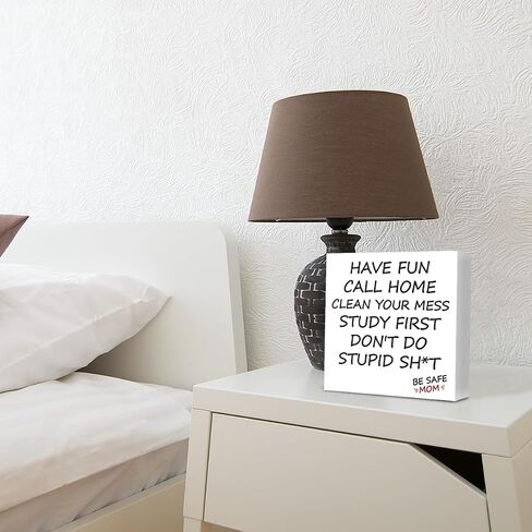 Dorm Decor Call Your Mom Sign Have Fun Be Safe Little Reminder Wooden Box Sign for Bedroom Dorm Preppy Shelf Desk Table Teen Daughter Son Back to School Graduation Gifts in Saudi Arabia