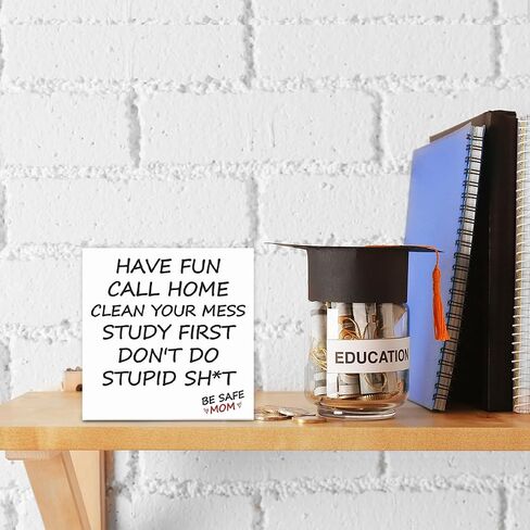 Dorm Decor Call Your Mom Sign Have Fun Be Safe Little Reminder Wooden Box Sign for Bedroom Dorm Preppy Shelf Desk Table Teen Daughter Son Back to School Graduation Gifts in Saudi Arabia