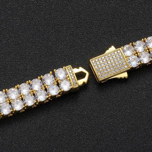 14K Gold Over S925 Men's 5mm Dual Line Moissanite Necklace, Fashionable Hip-Hop Jewelry, Gift for Stylish Men in Kuwait