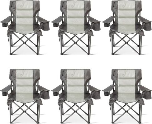 Oversized Folding Camping Chairs 2 Pack, 500lbs Heavy Duty Foldable Chairs for Outside, Outdoor Lawn Chairs for Adults, Portable Chairs for The Beach, Hiking, Fishing (Gray) in Saudi Arabia