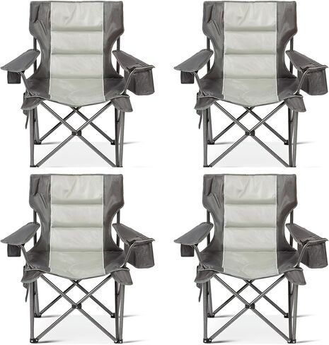 Oversized Folding Camping Chairs 2 Pack, 500lbs Heavy Duty Foldable Chairs for Outside, Outdoor Lawn Chairs for Adults, Portable Chairs for The Beach, Hiking, Fishing (Gray) in Saudi Arabia